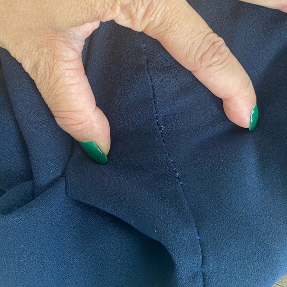 Eloquii Women's Midi Dress Size 10 Color Blue Ruffle Mock Neck Short Sleeve - Picture 11 of 12